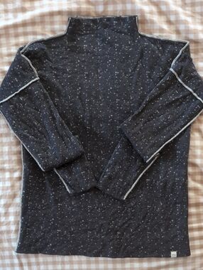 Nui Organics Charcoal/Light Grey Reversible  Turtleneck Sweater. 100% Merino